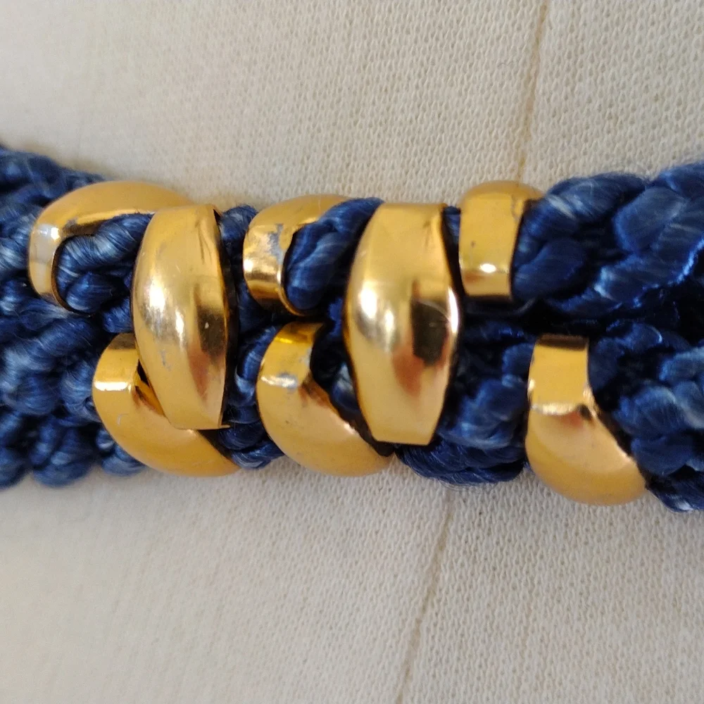 Vintage SITI Belt Enamel Buckle Braided Stretch Rope Belt